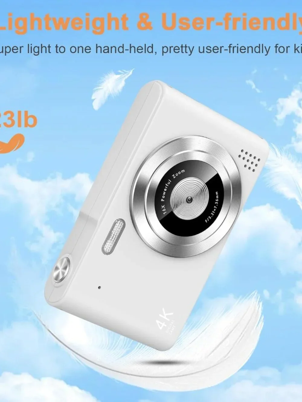 4K Digital Camera, 48MP Vlogging Camera for YouTube with Autofocus, 16X Digital